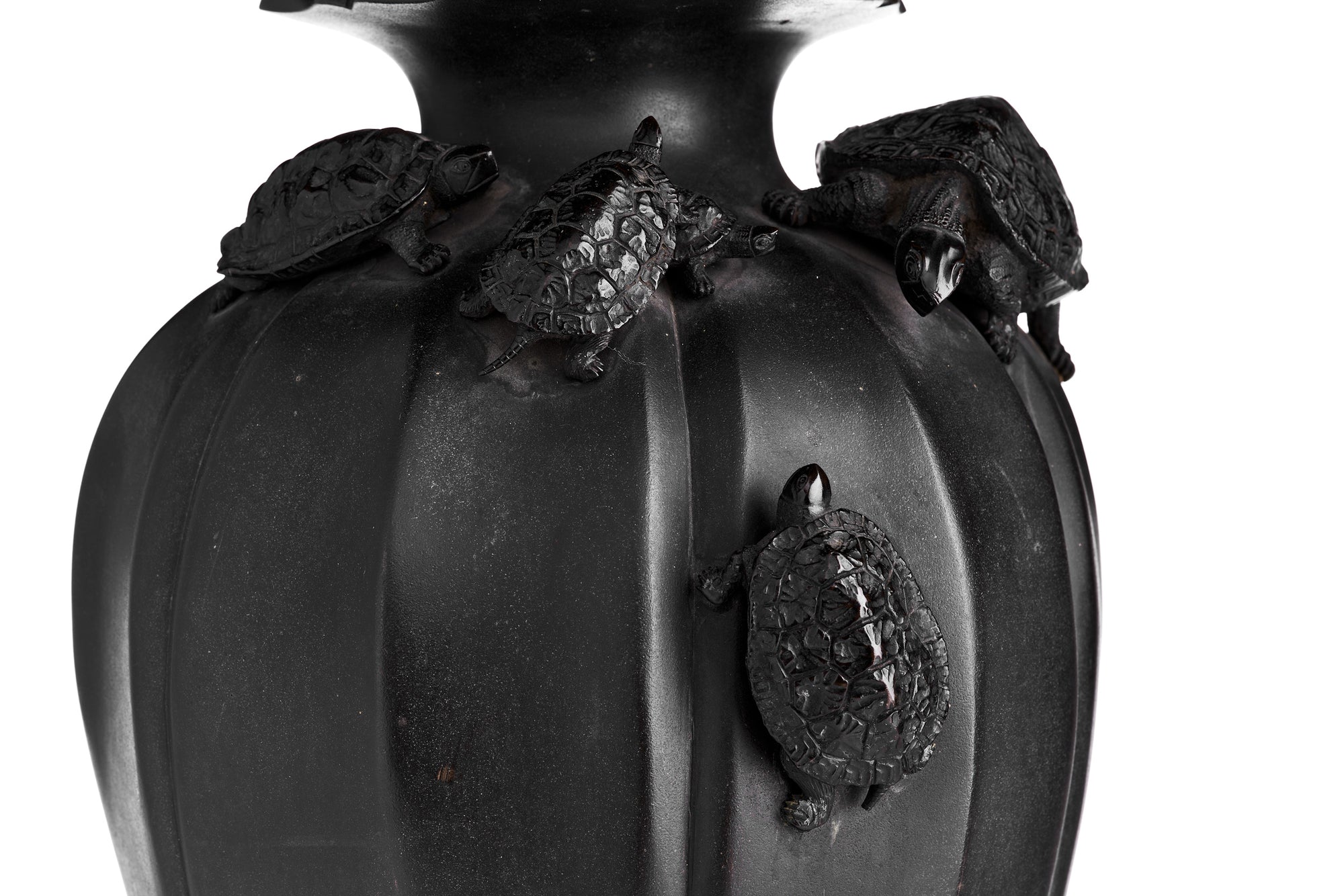 Meiji Bronze Vase, Turtles