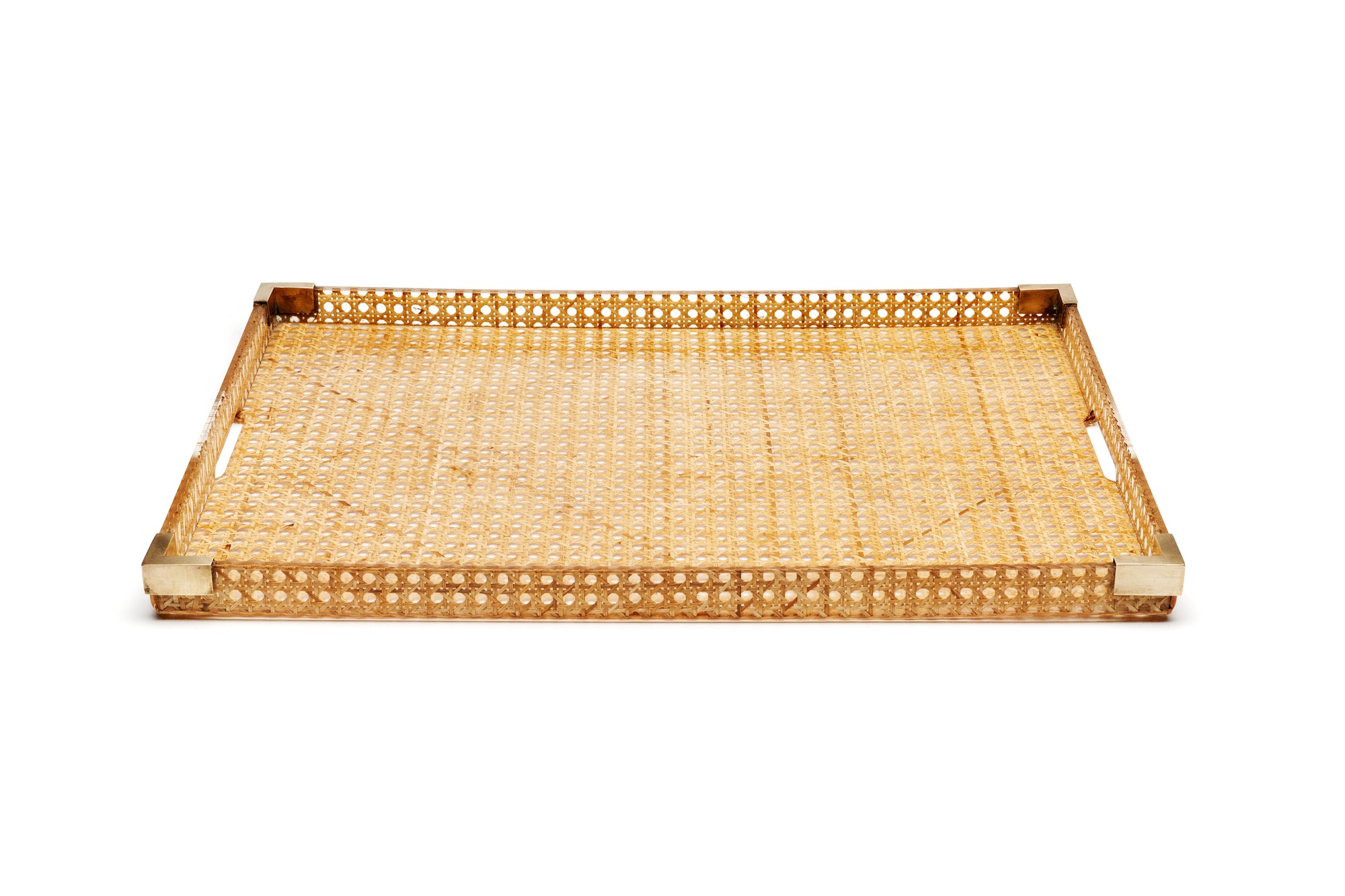 Christian Dior Brass & Wicker Tray