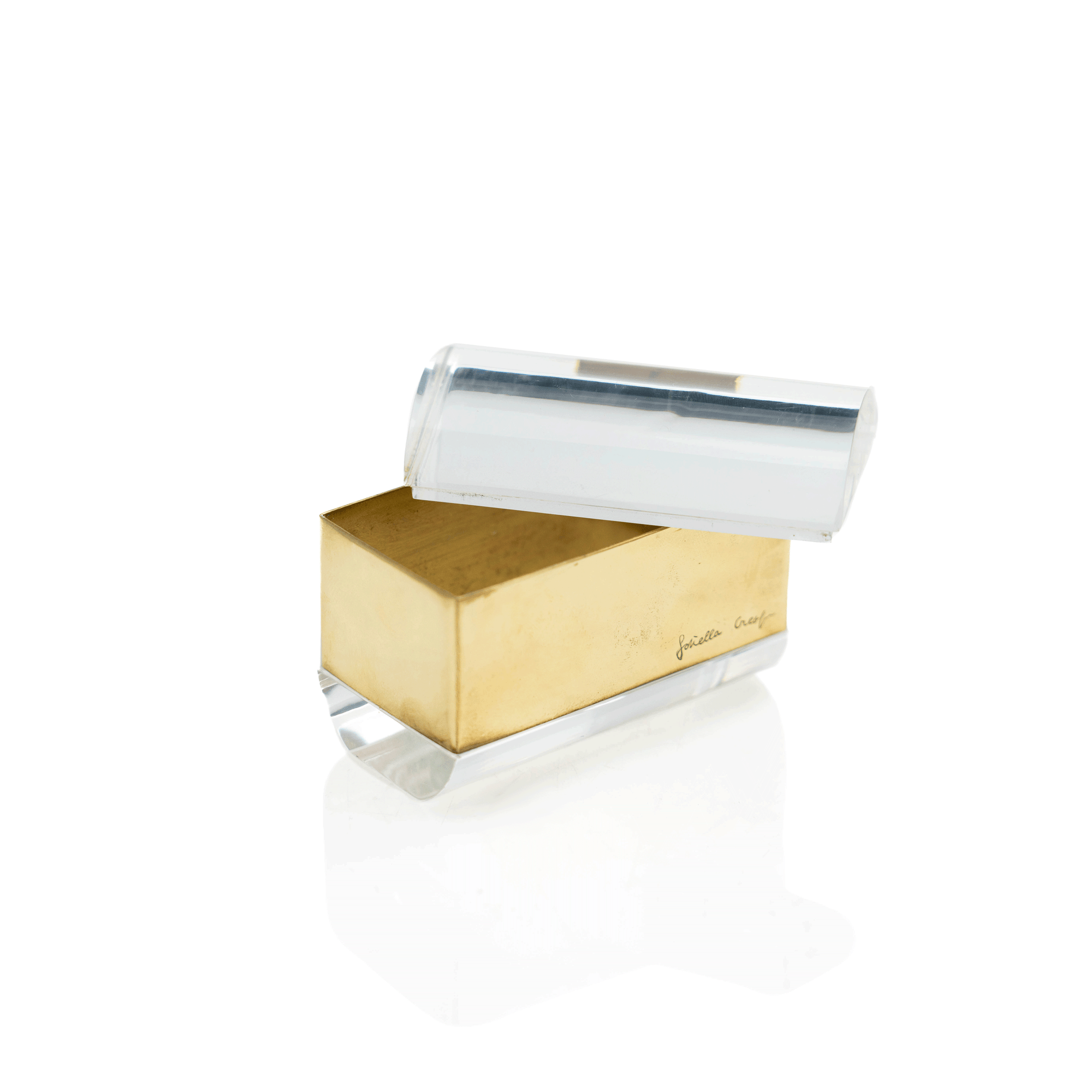 Gabriella Crespi Lucite & Bronze Box