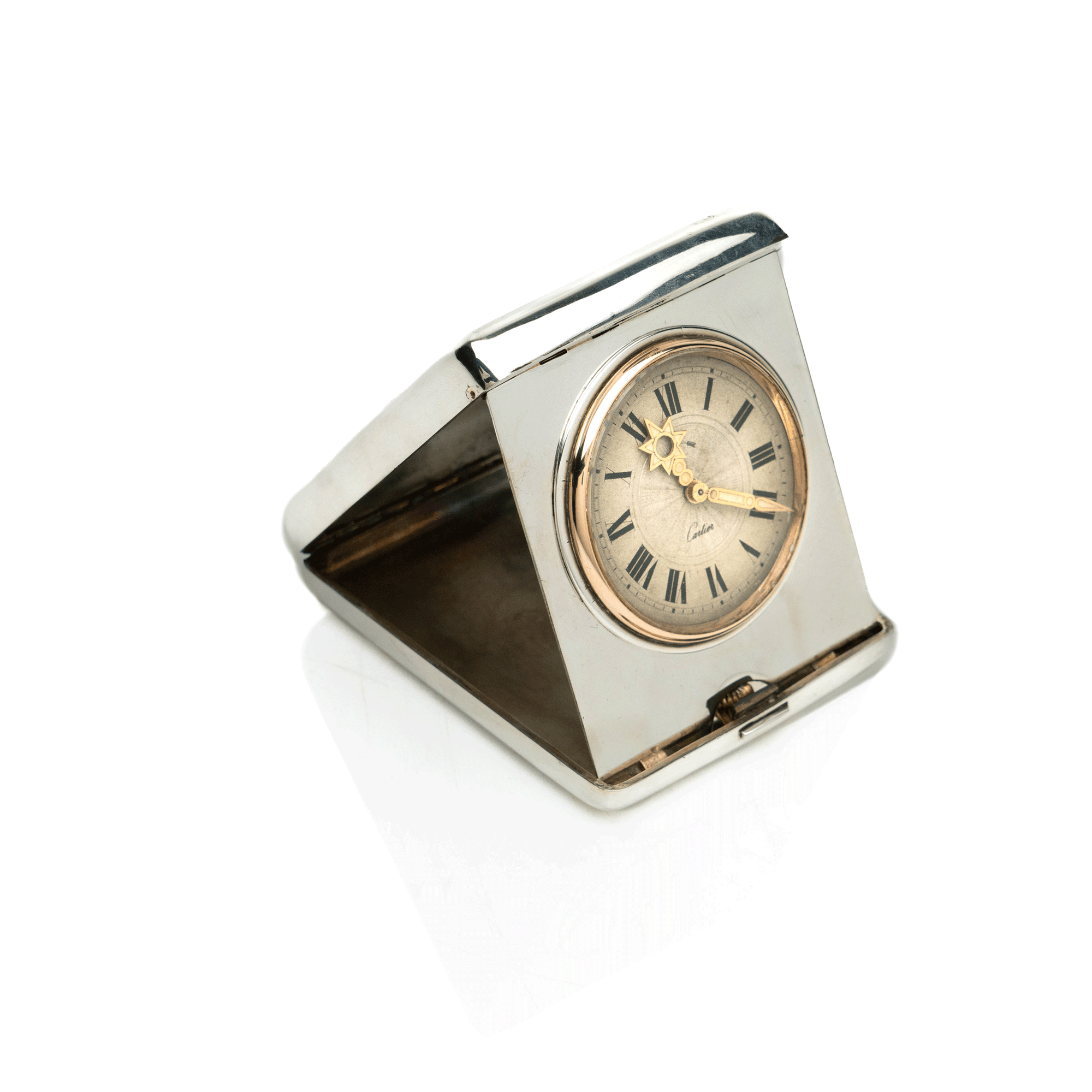 Cartier Sterling & Gold Travel Clock