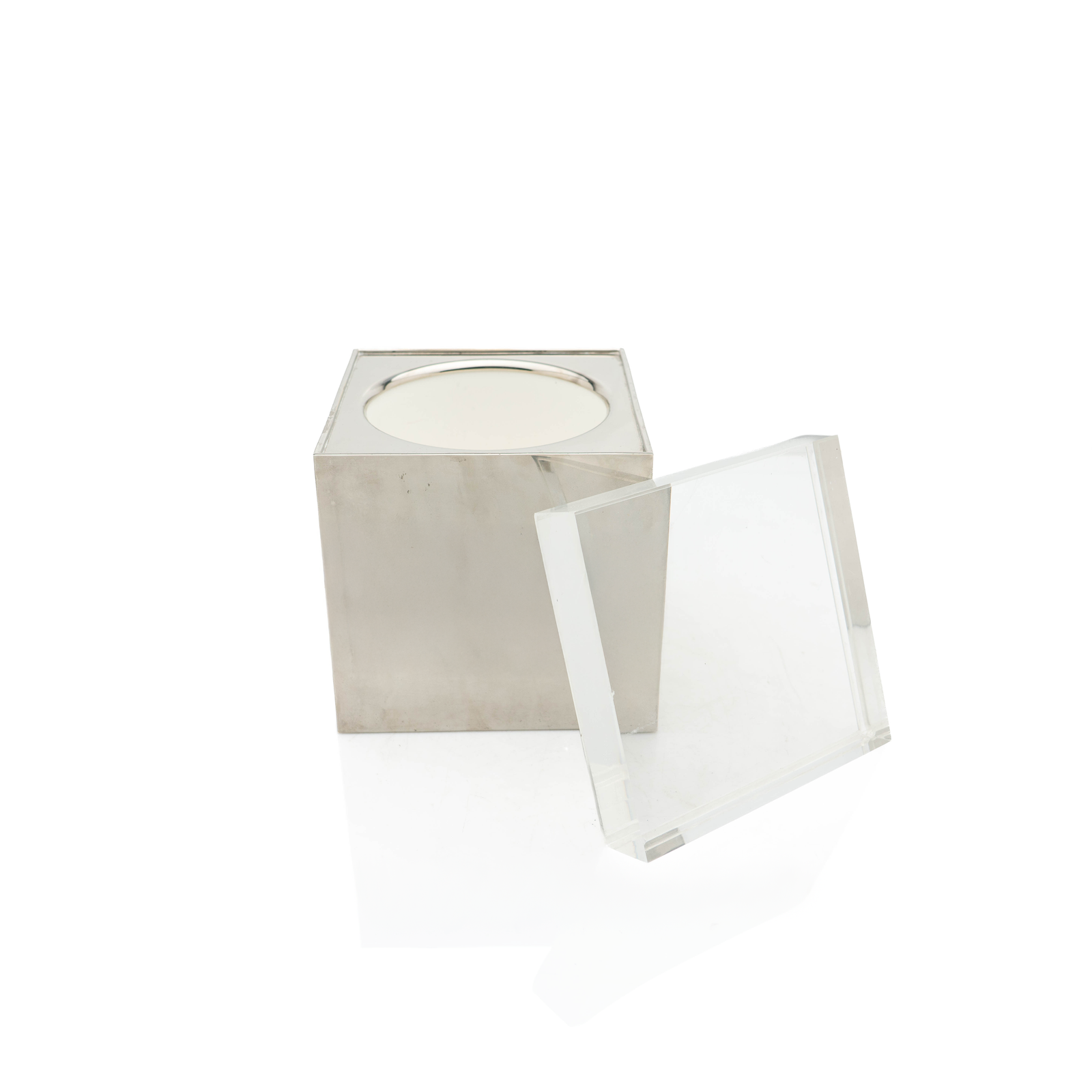 Italian Lucite & Silver Plate Ice Bucket