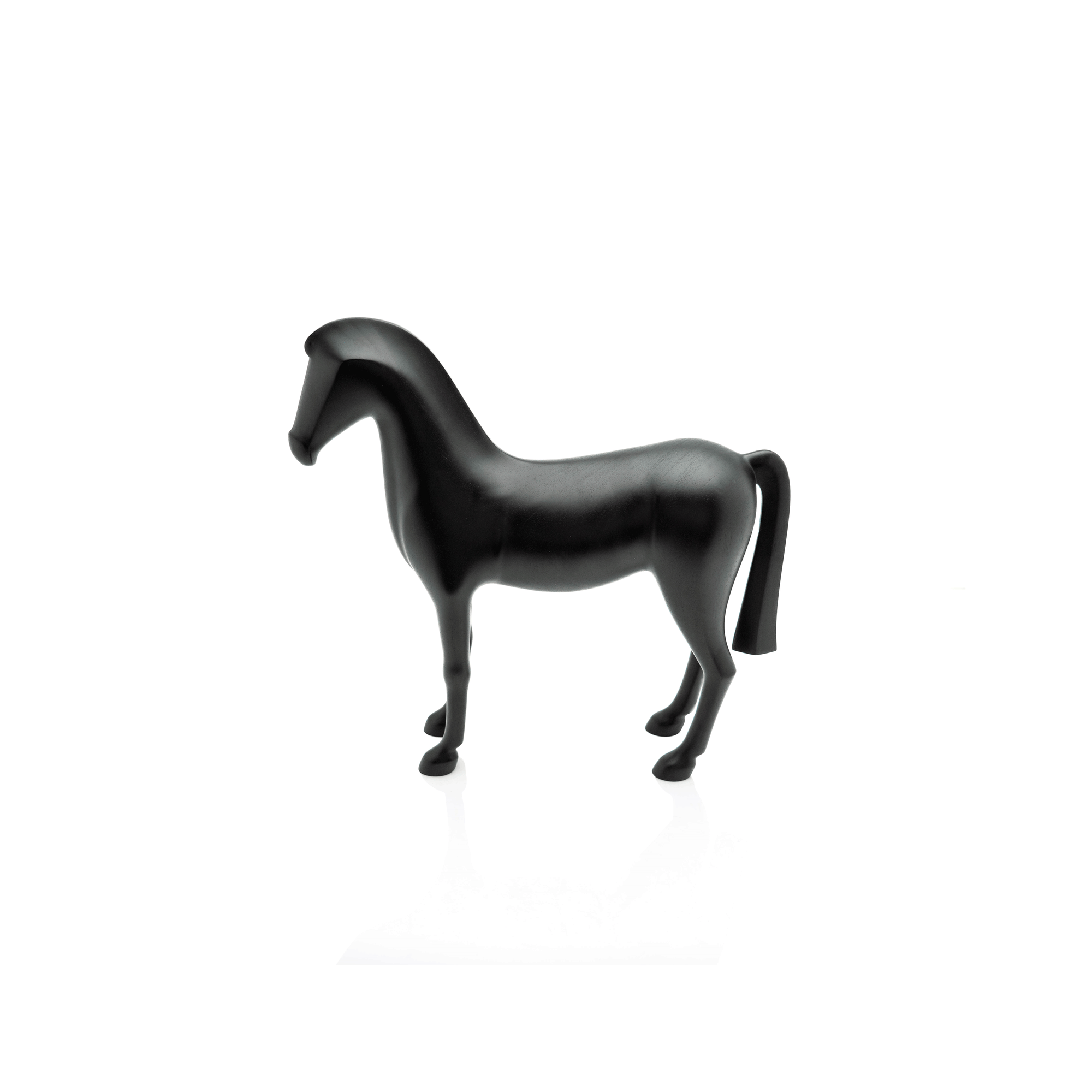 Hermes Craved Wood Horse Sculpture