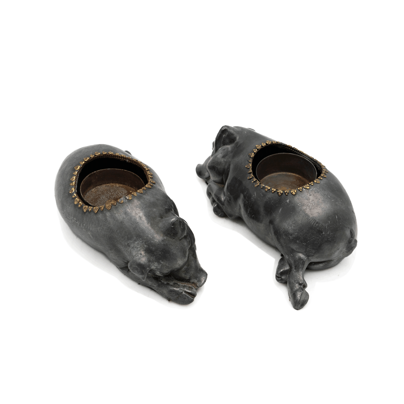 French 1940s Candlesticks, Sleeping Pigs
