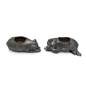French 1940s Candlesticks, Sleeping Pigs