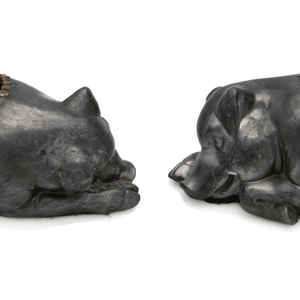 French 1940s Candlesticks, Sleeping Pigs