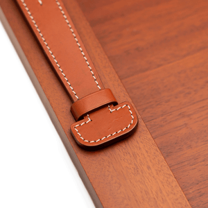 Hermes Wood Tray, Leather Handles