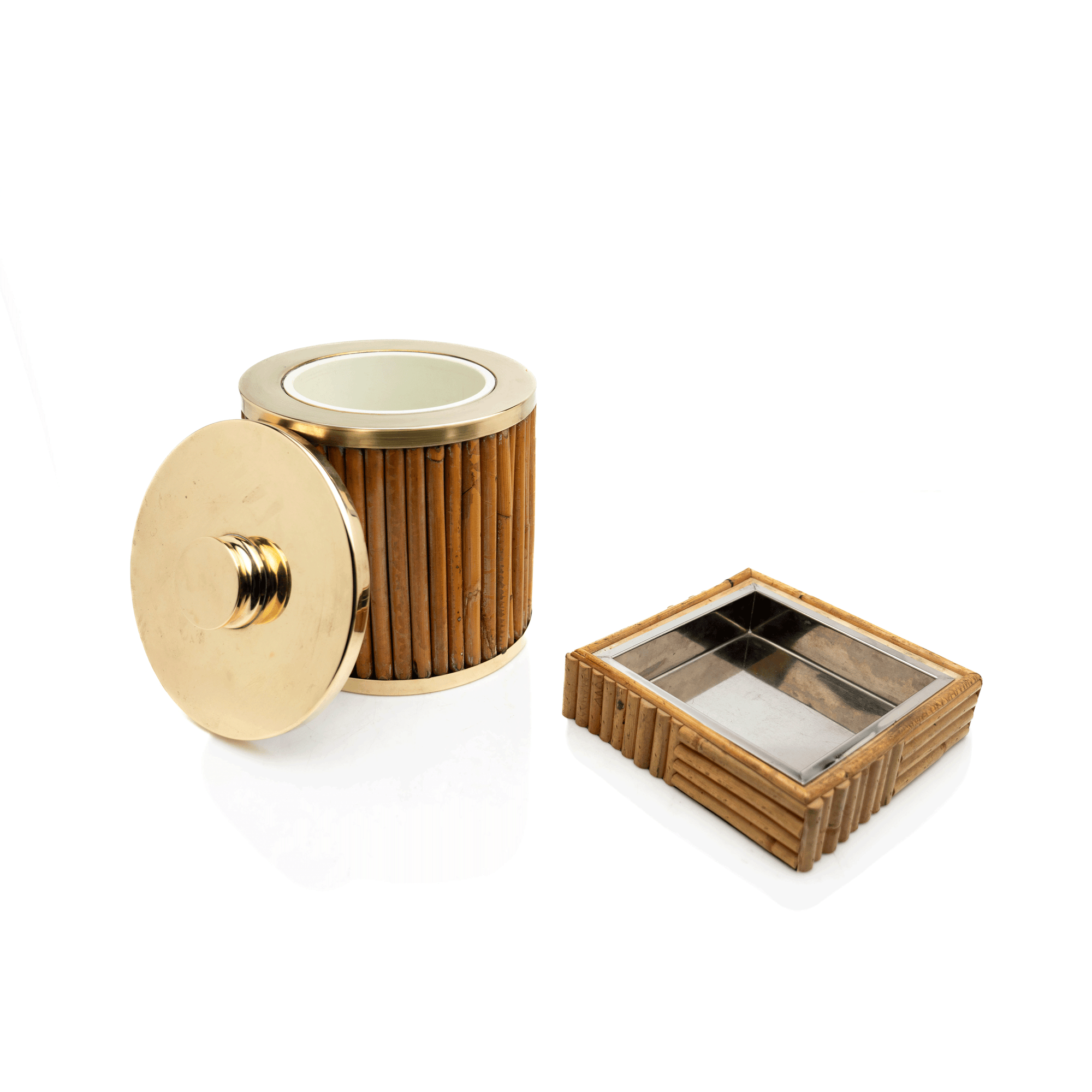 French Bamboo Ice Bucket & Catchall