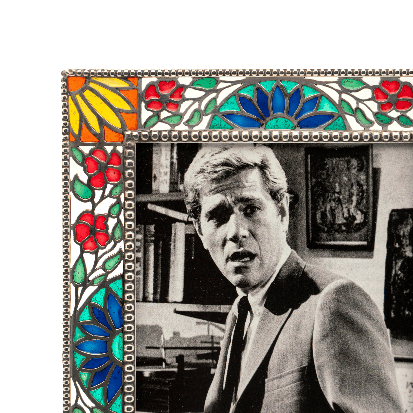 Christian Dior Plique À Jour Enamel Glass Sterling Frame