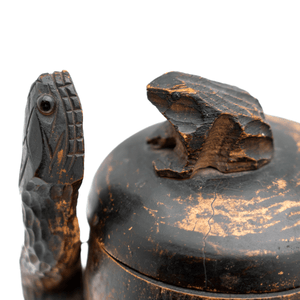 Japanese Meiji Period Wooden Skull Head Tobacco Boxes