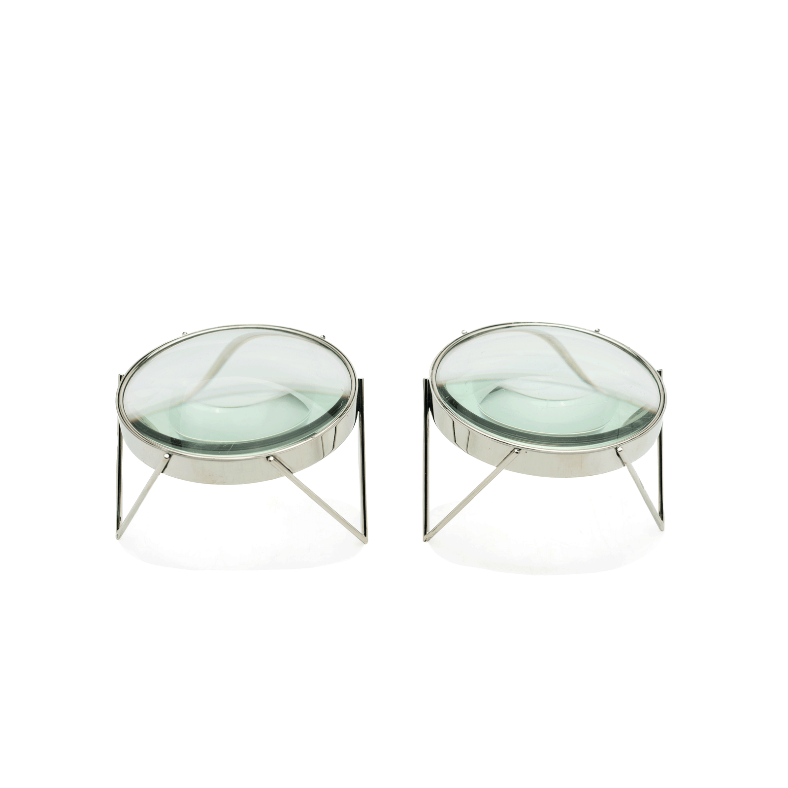 Nickel Table Top Magnifiers, 1940s