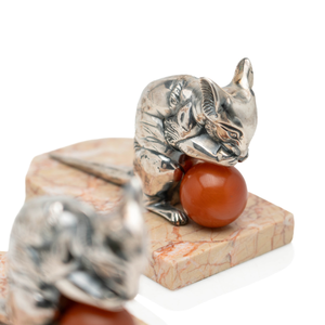 French Silvered Bronze Bakelite Bookends