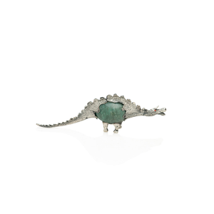 Sterling & Jadeite Stegosaurus Sculpture