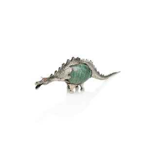 Sterling & Jadeite Stegosaurus Sculpture