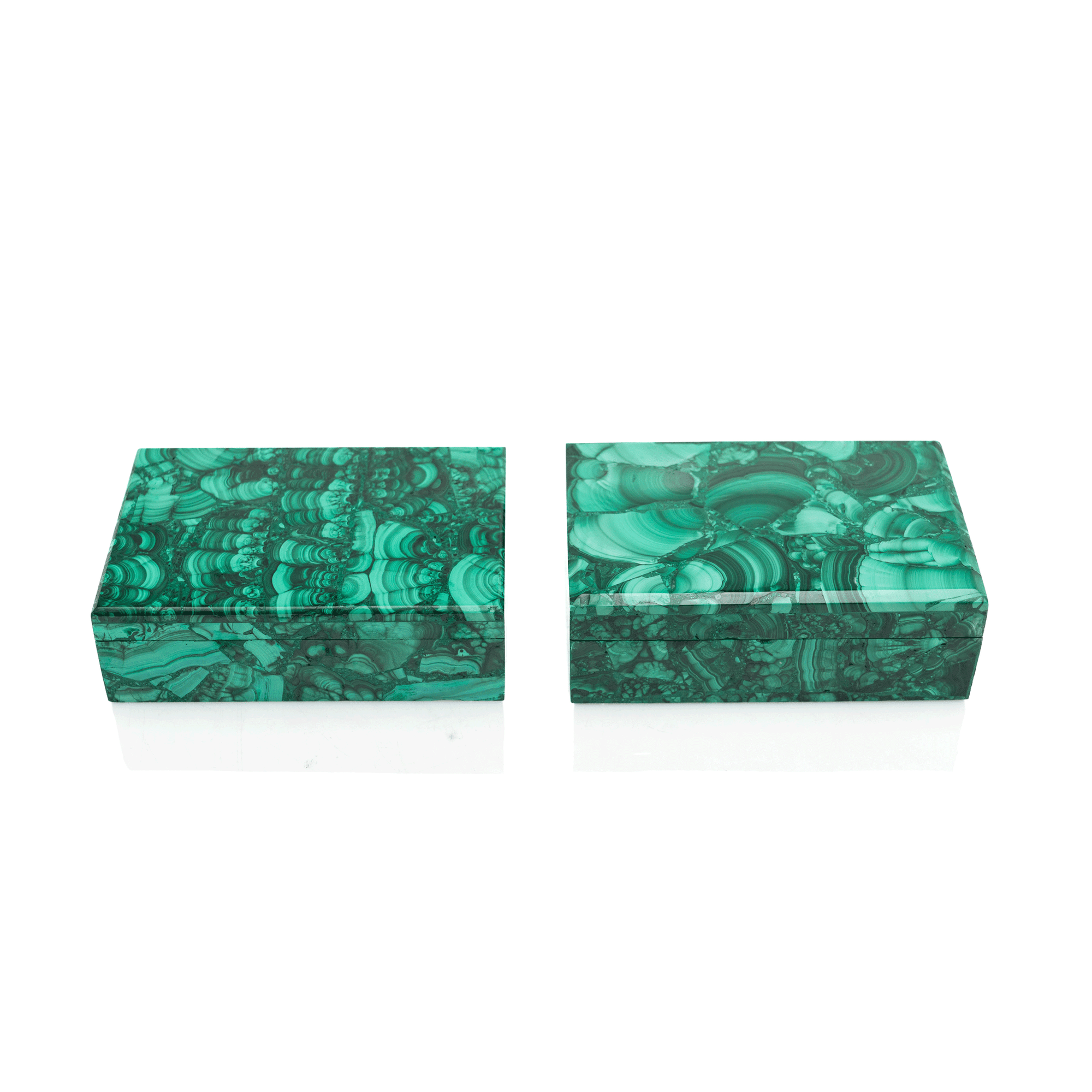 Malachite Boxes, Pair