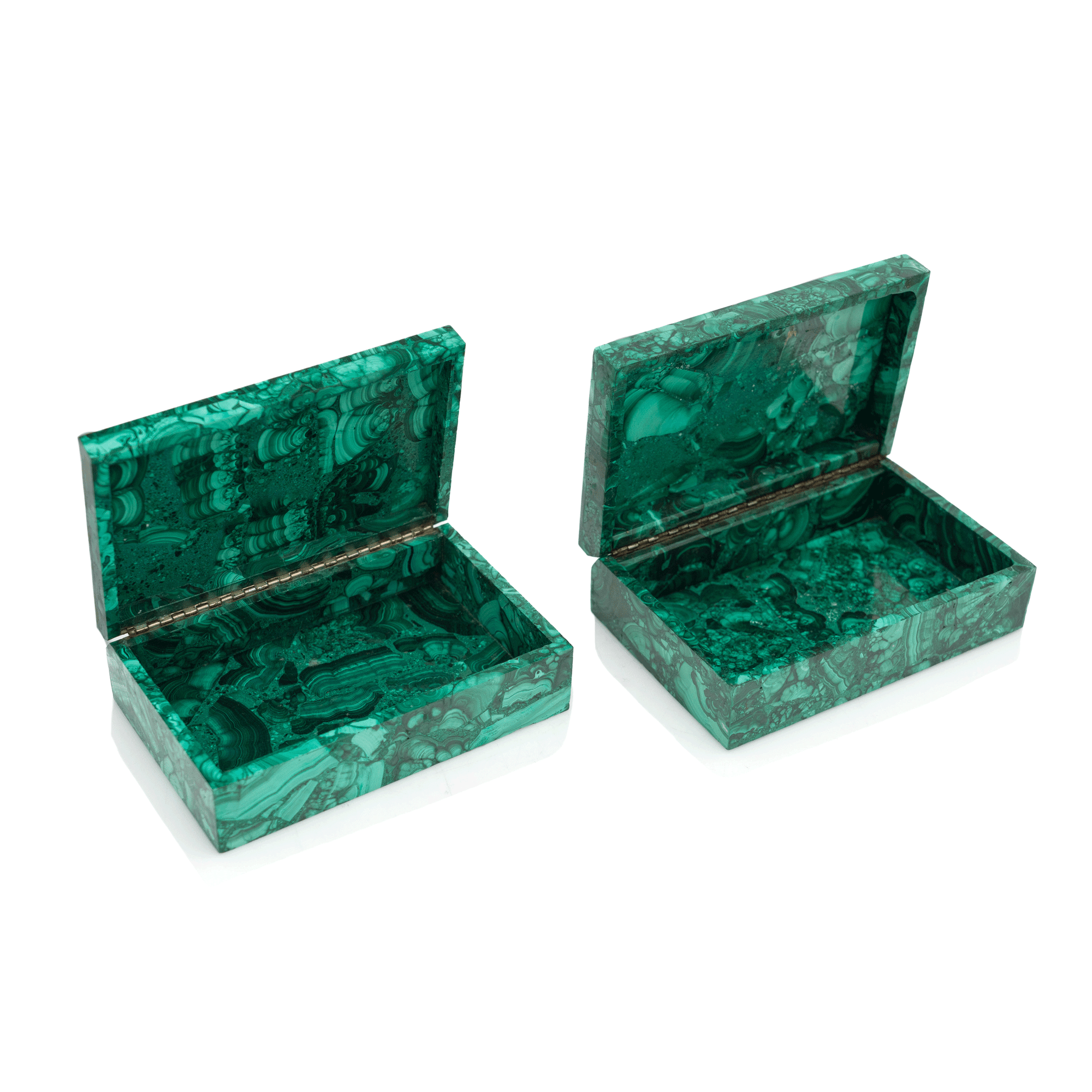 Malachite Boxes, Pair