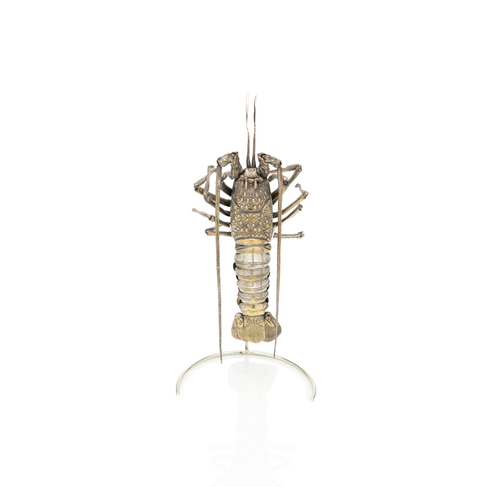 Meiji-Period Articulated Lobster, Silvered Bronze