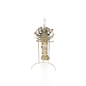 Meiji-Period Articulated Lobster, Silvered Bronze