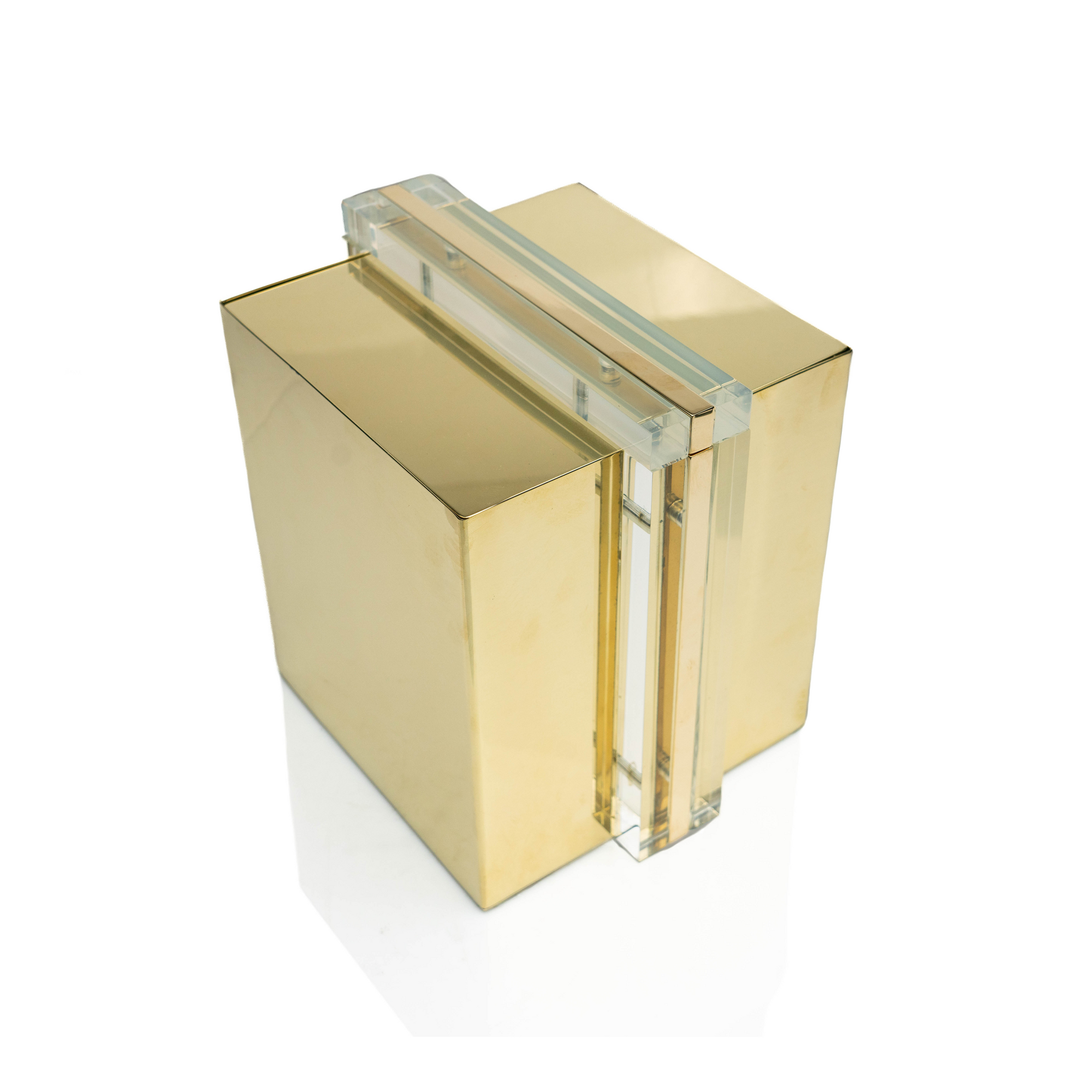 Polished Brass & Lucite Ice Bucket