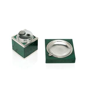 Italian Sterling & Malachite Smoking Set