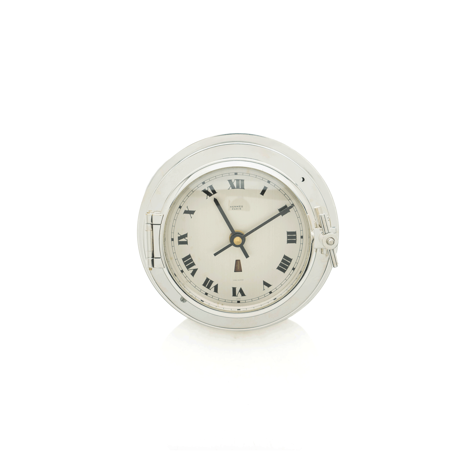 Hermes Silver Porthole Clock