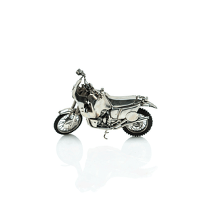 Miniature Silver Motorcycle Sculpture