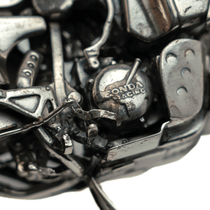 Miniature Silver Motorcycle Sculpture