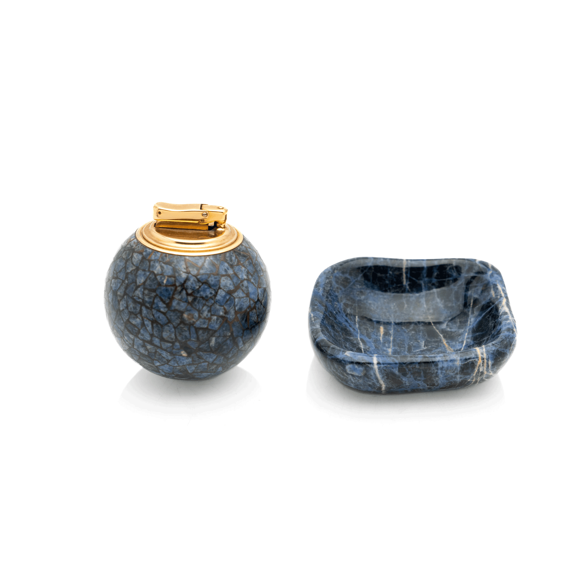 French 1960s Hardstone Lighter & Ashtray