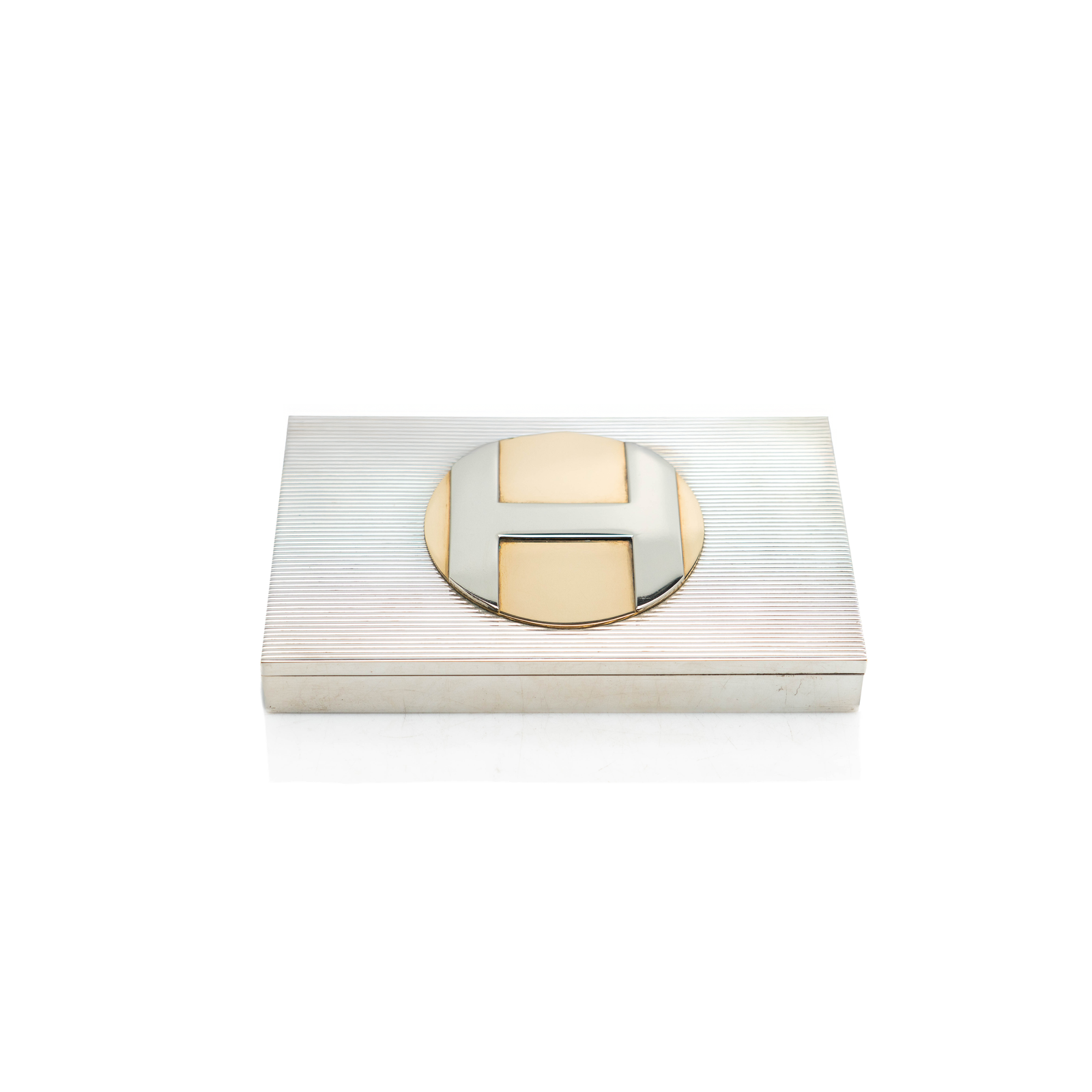 Hermes Silver & Gilt Fluted H Box