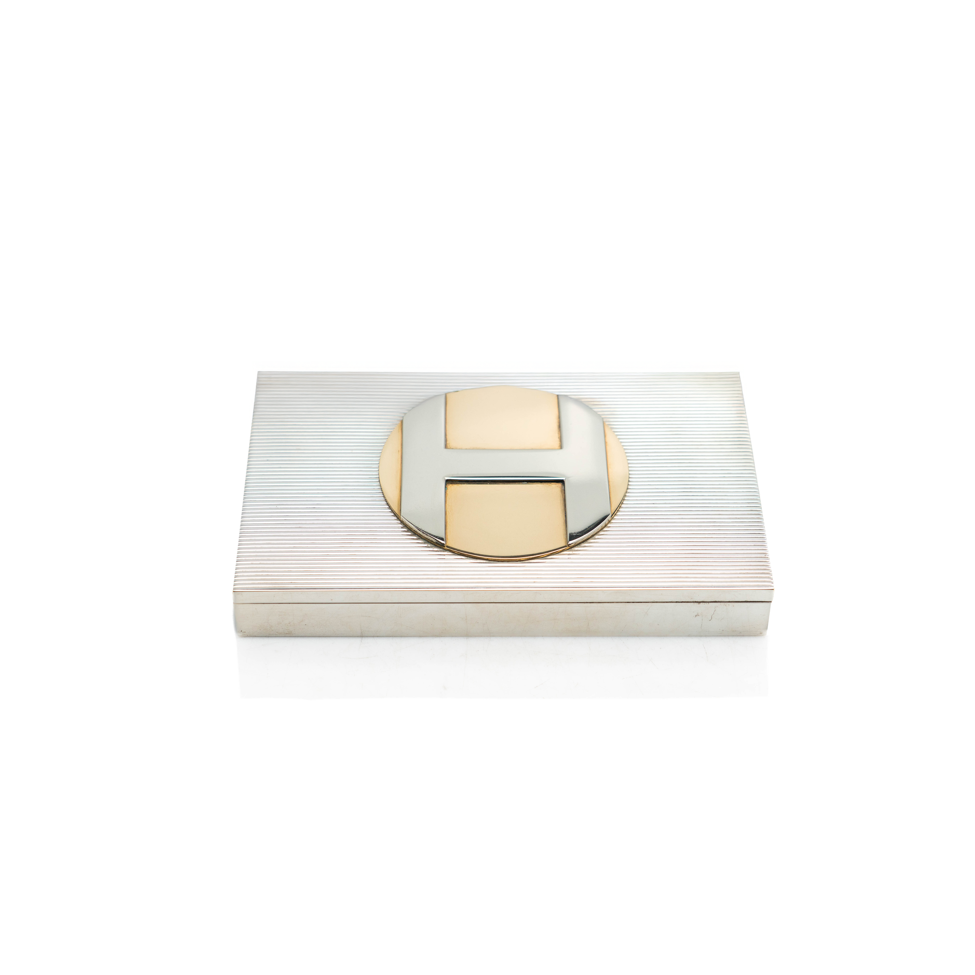 Hermes Silver & Gilt Fluted H Box