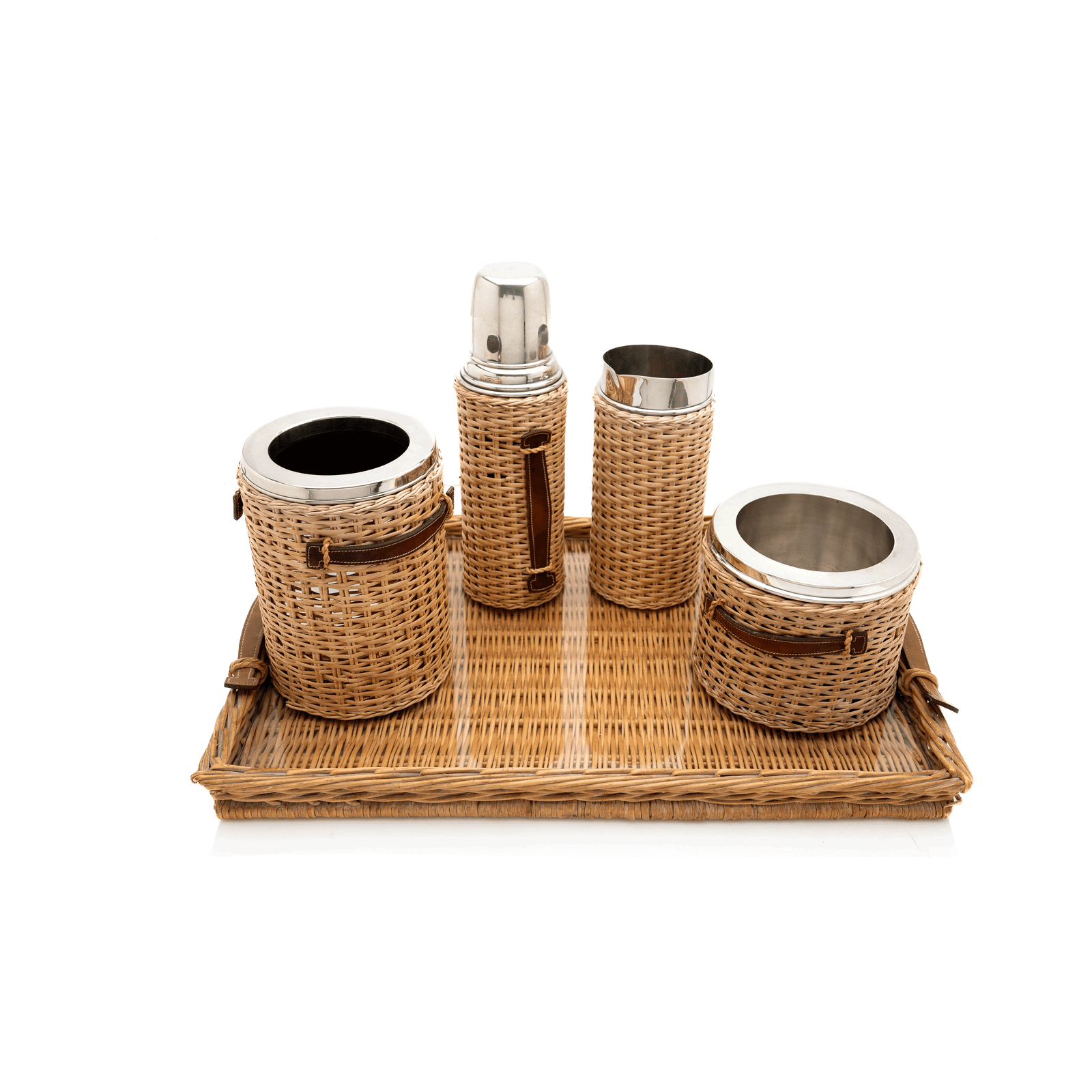 Hermes Wicker Bar Set