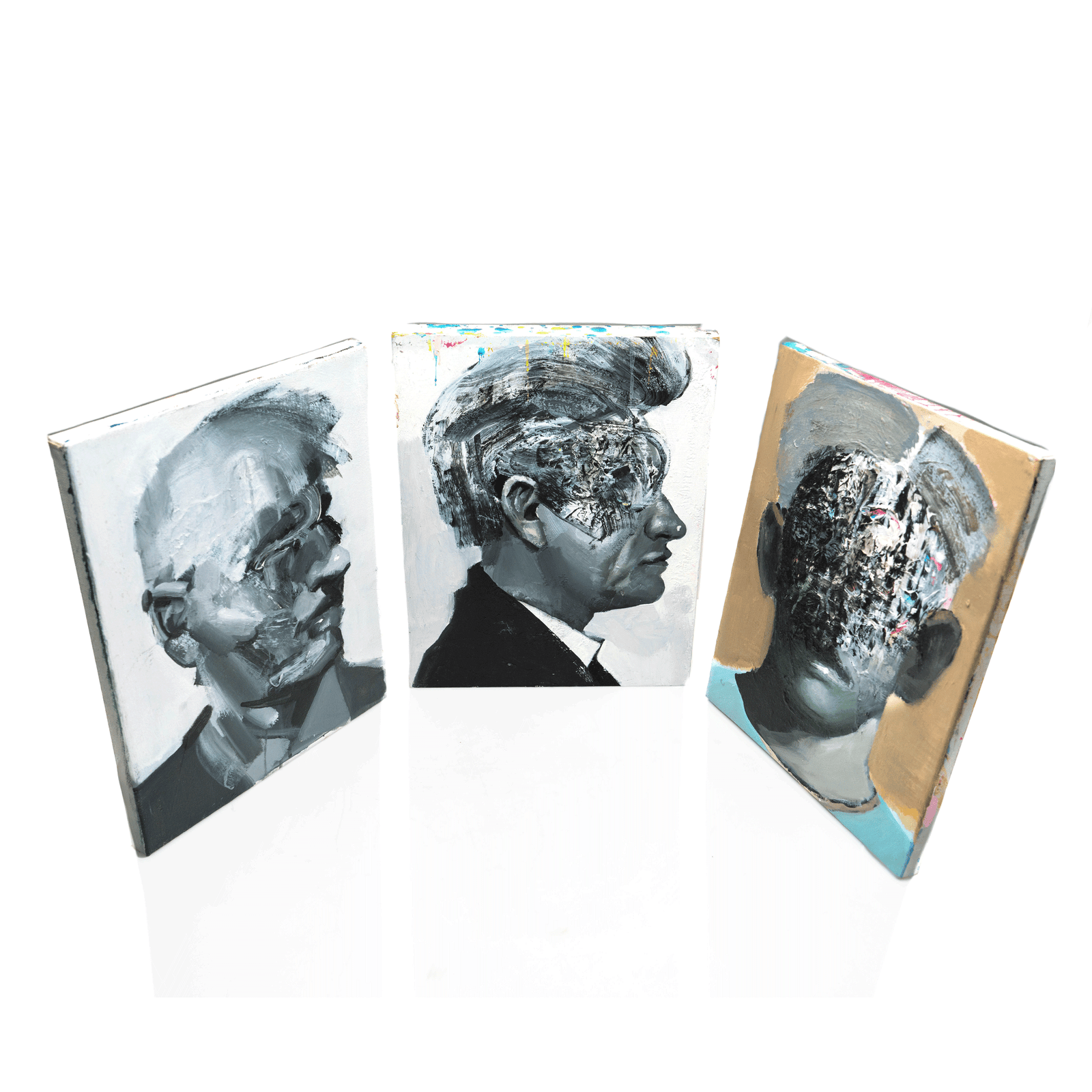 Mid-Century Abstracted Portrait Triptych