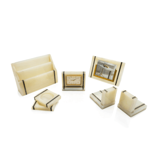 Asprey Desk Set, Onyx & Lapis