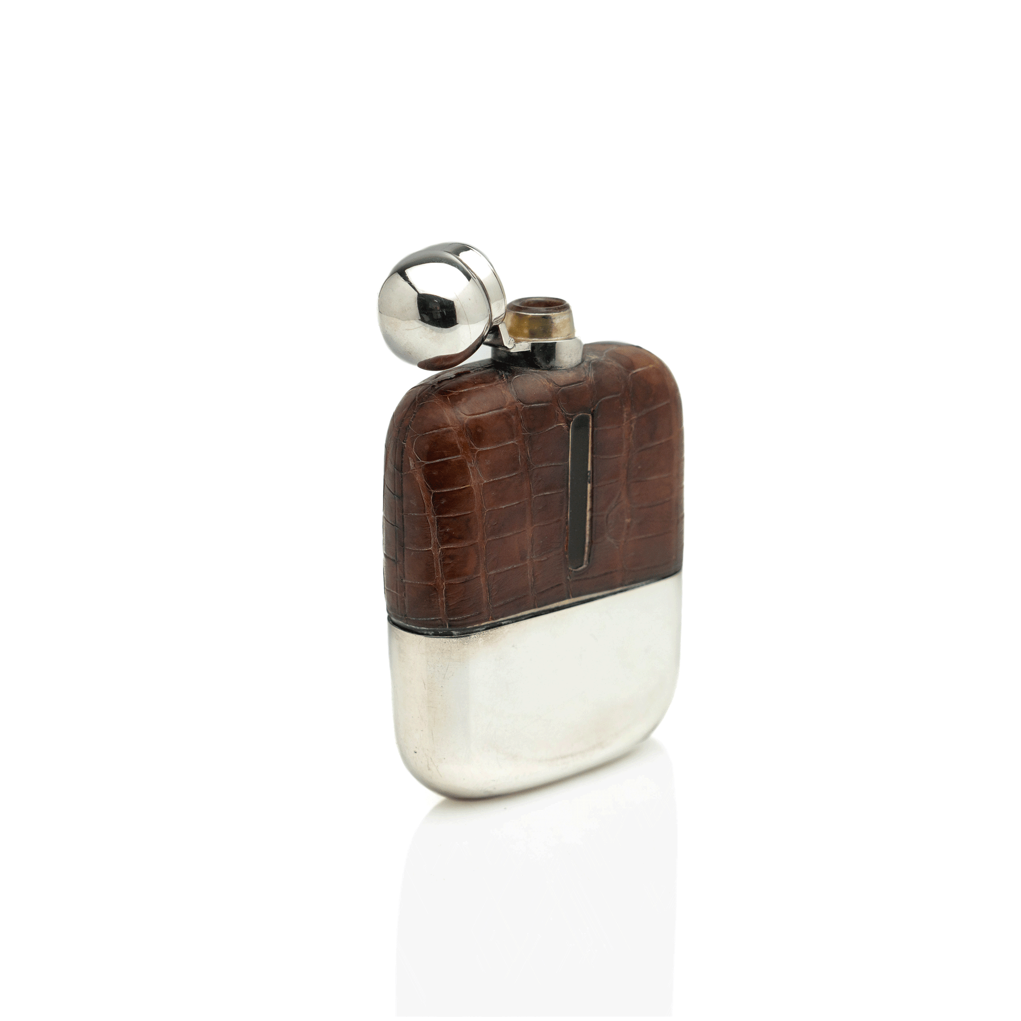 Sterling & Alligator Flask, 1950s