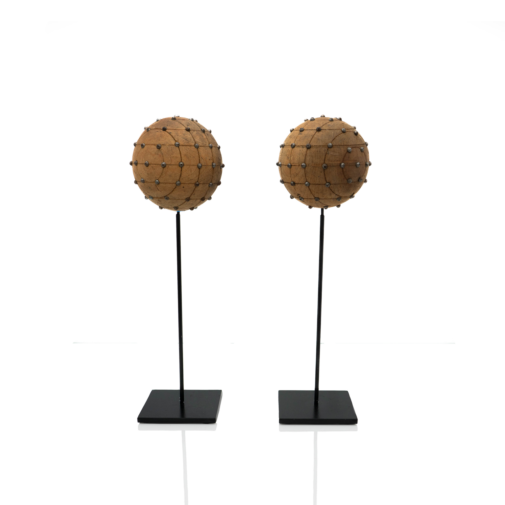 French Studded Wood Spheres on Mount