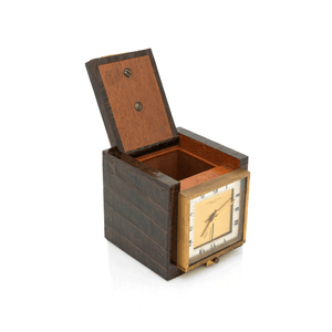 French Wood & Alligator Clock Box