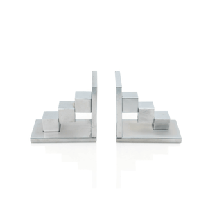 Silvered Bronze Cube Bookends