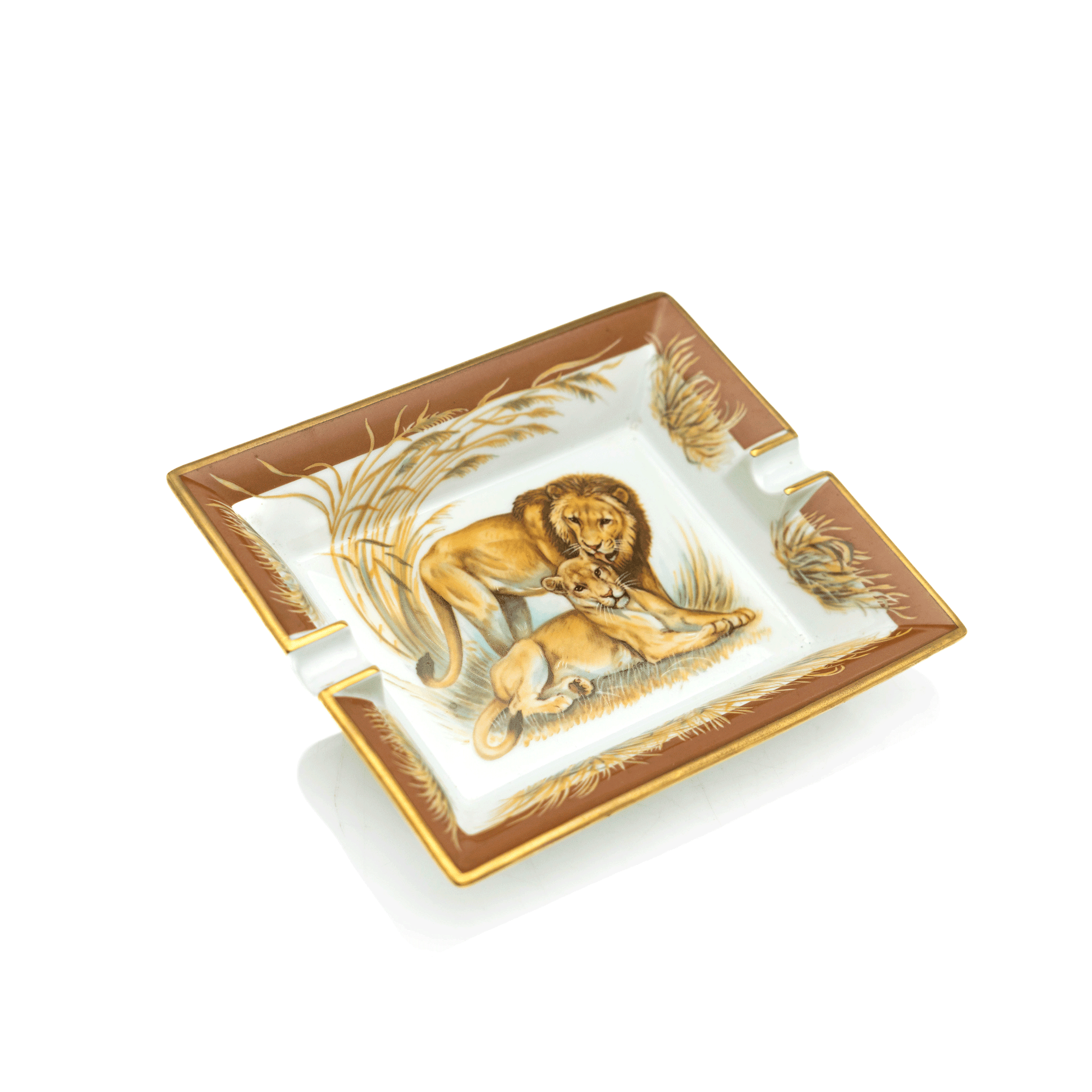 Hermes Porcelain Ashtray, Lions