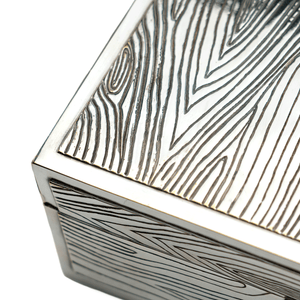 French Woodgrain Box, Silvered Bronze