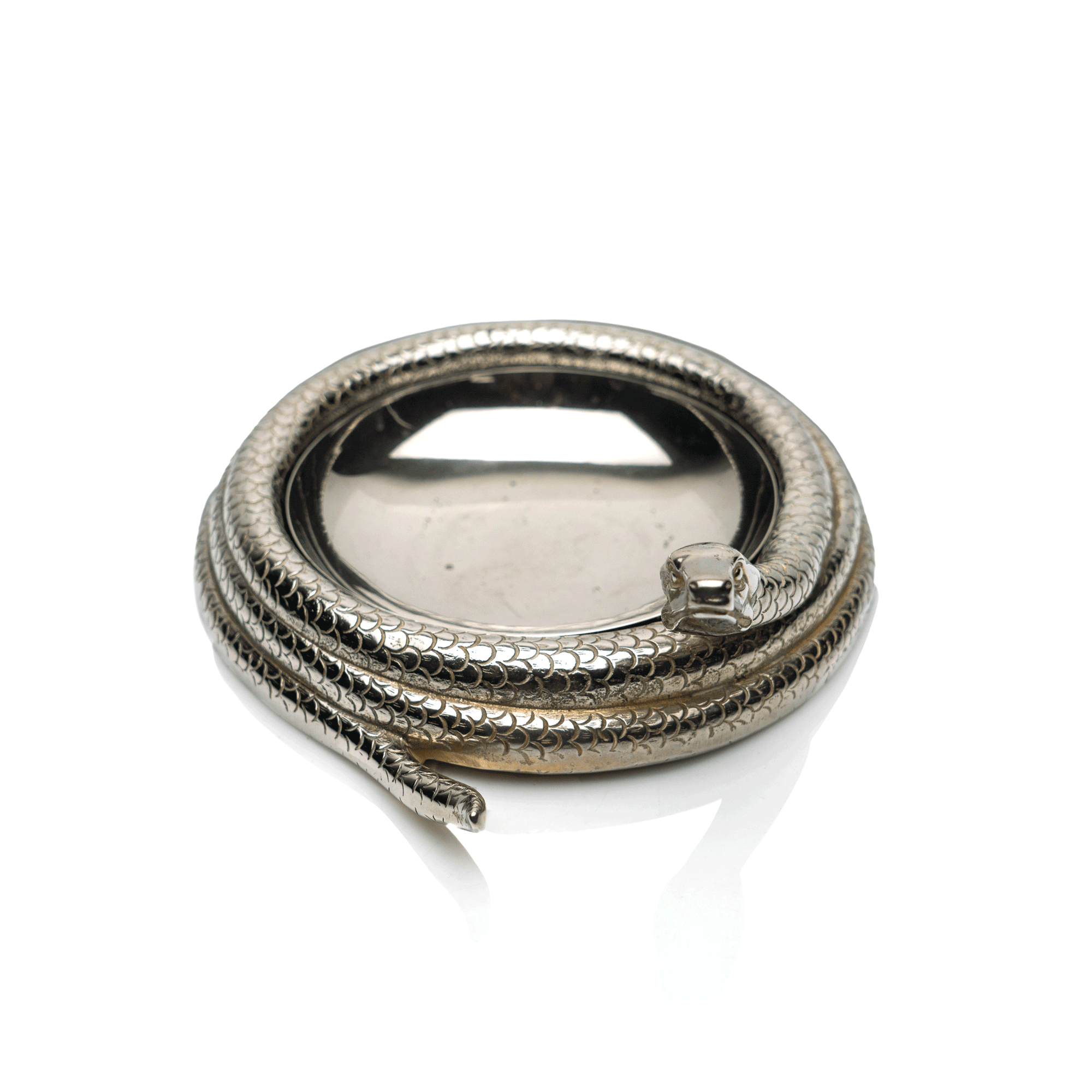 French Silvered Bronze Serpent Catchall