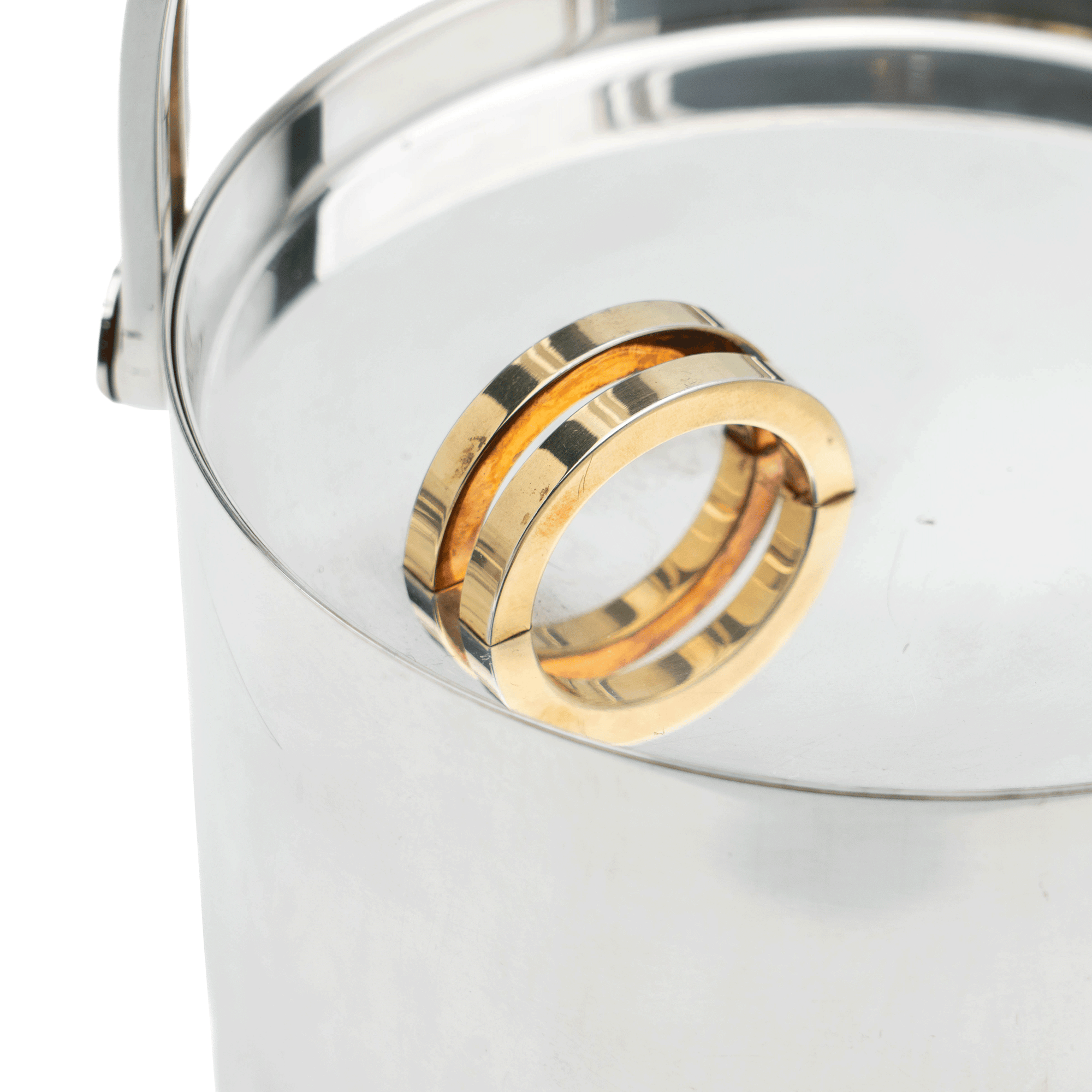 French Ice Bucket, Gilt Ring Handle