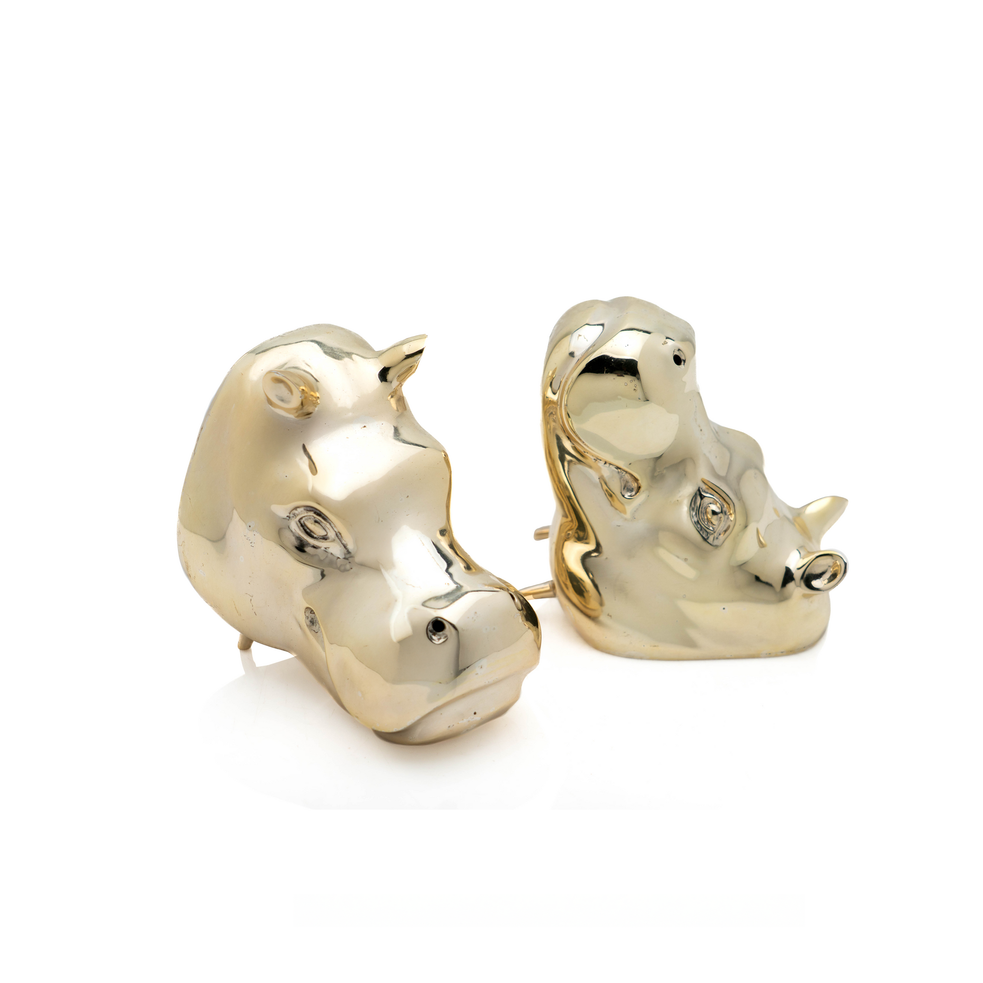 Rhino Bookends, Polished Brass