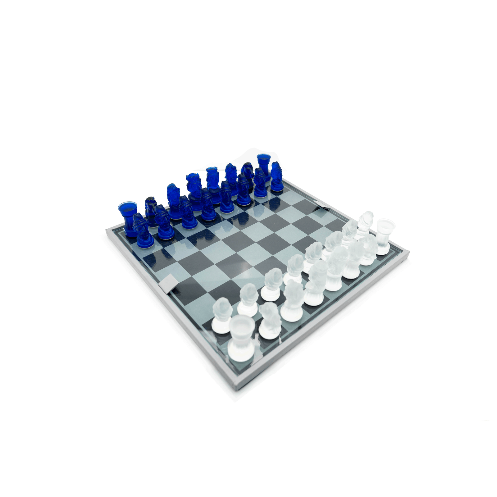Chess Set, Cobalt Glass