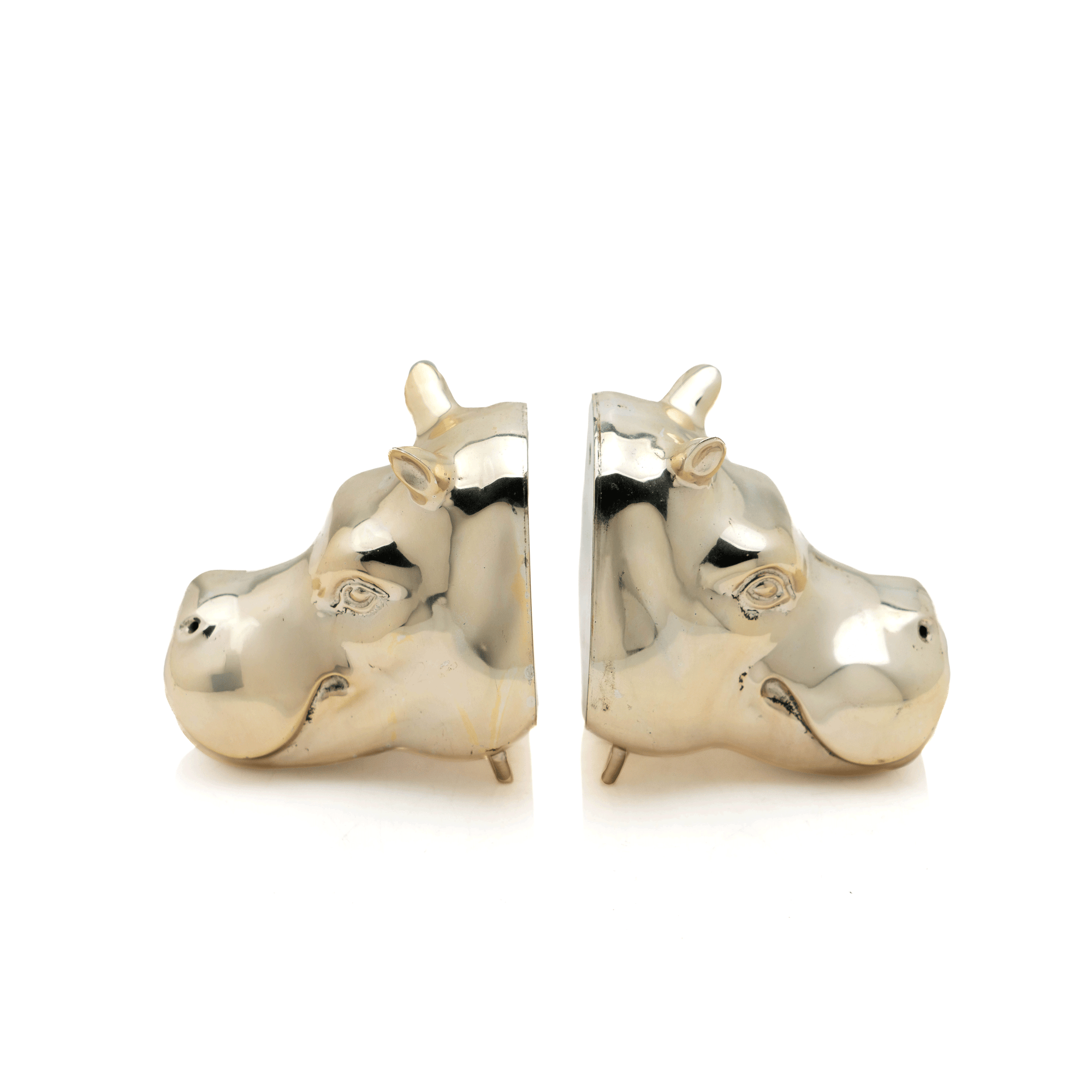Rhino Bookends, Polished Brass
