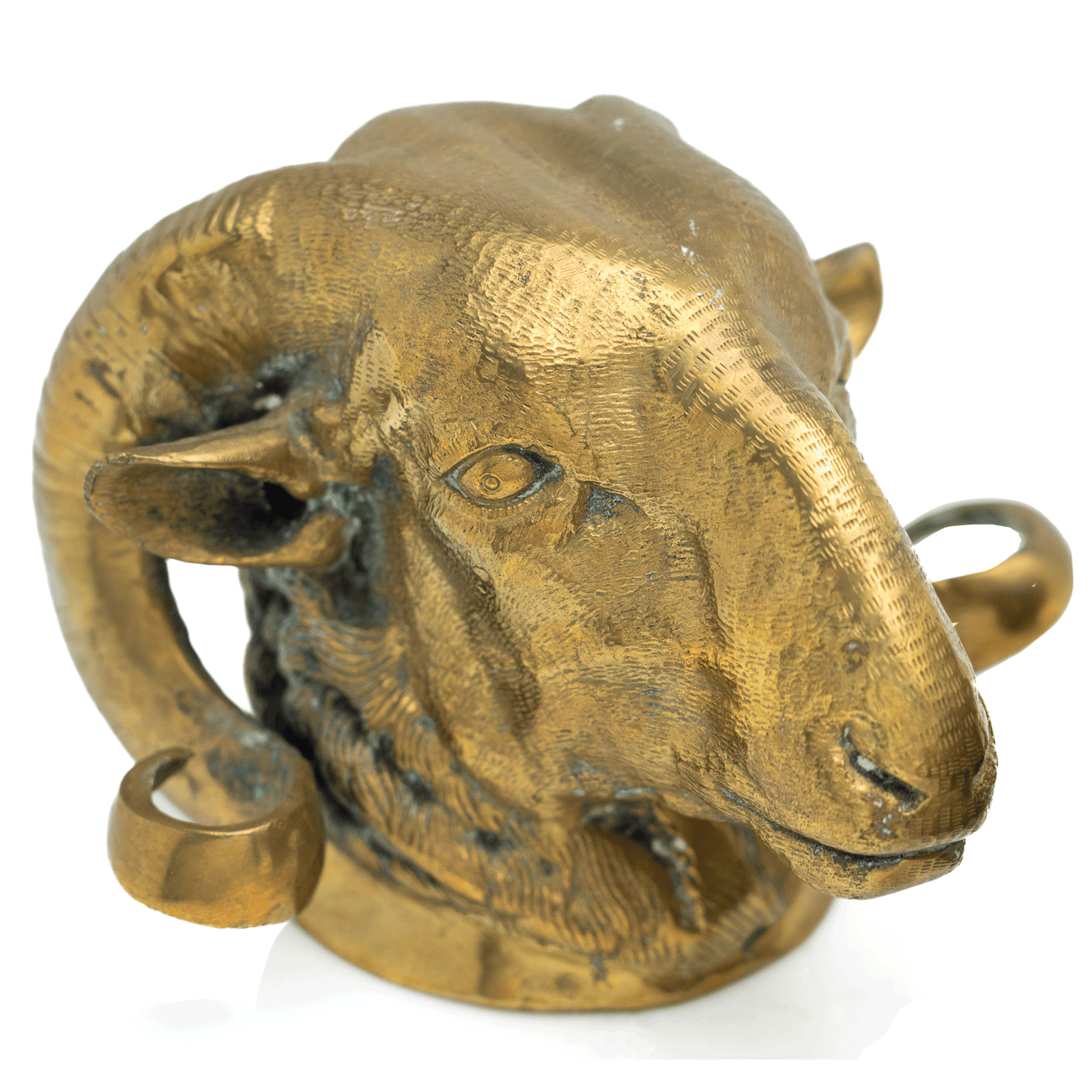 Ram Head Bookends, Gilt-Bronze