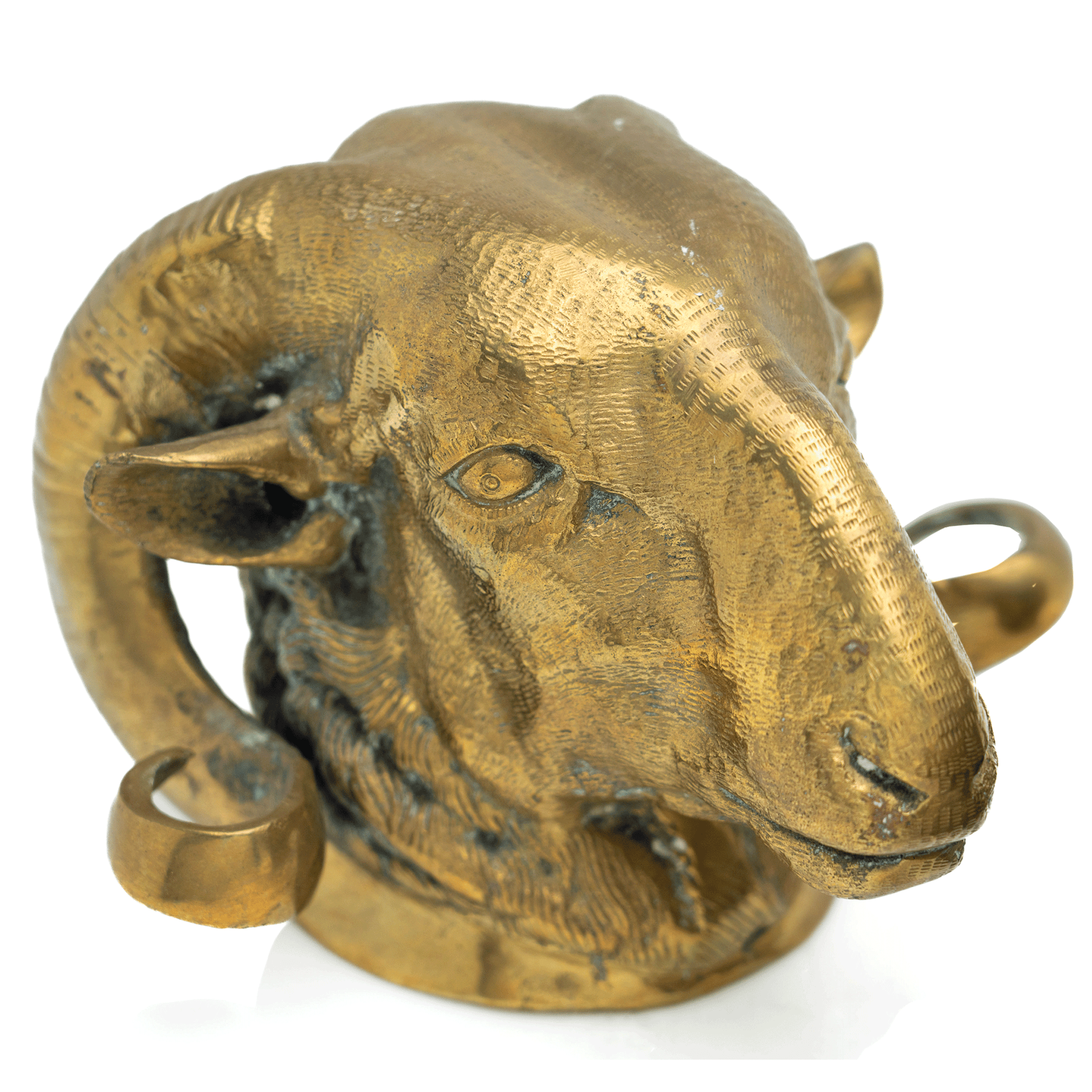 Ram Head Bookends, Gilt-Bronze