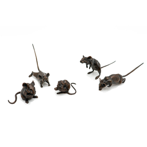 Figural Bronze Mice American School Mid Century