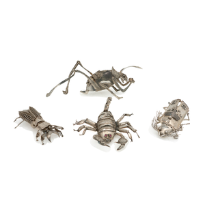 Figural Sterling Insect Sculptures
