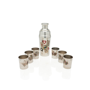 French Cocktail Shaker Set, Playing Cards