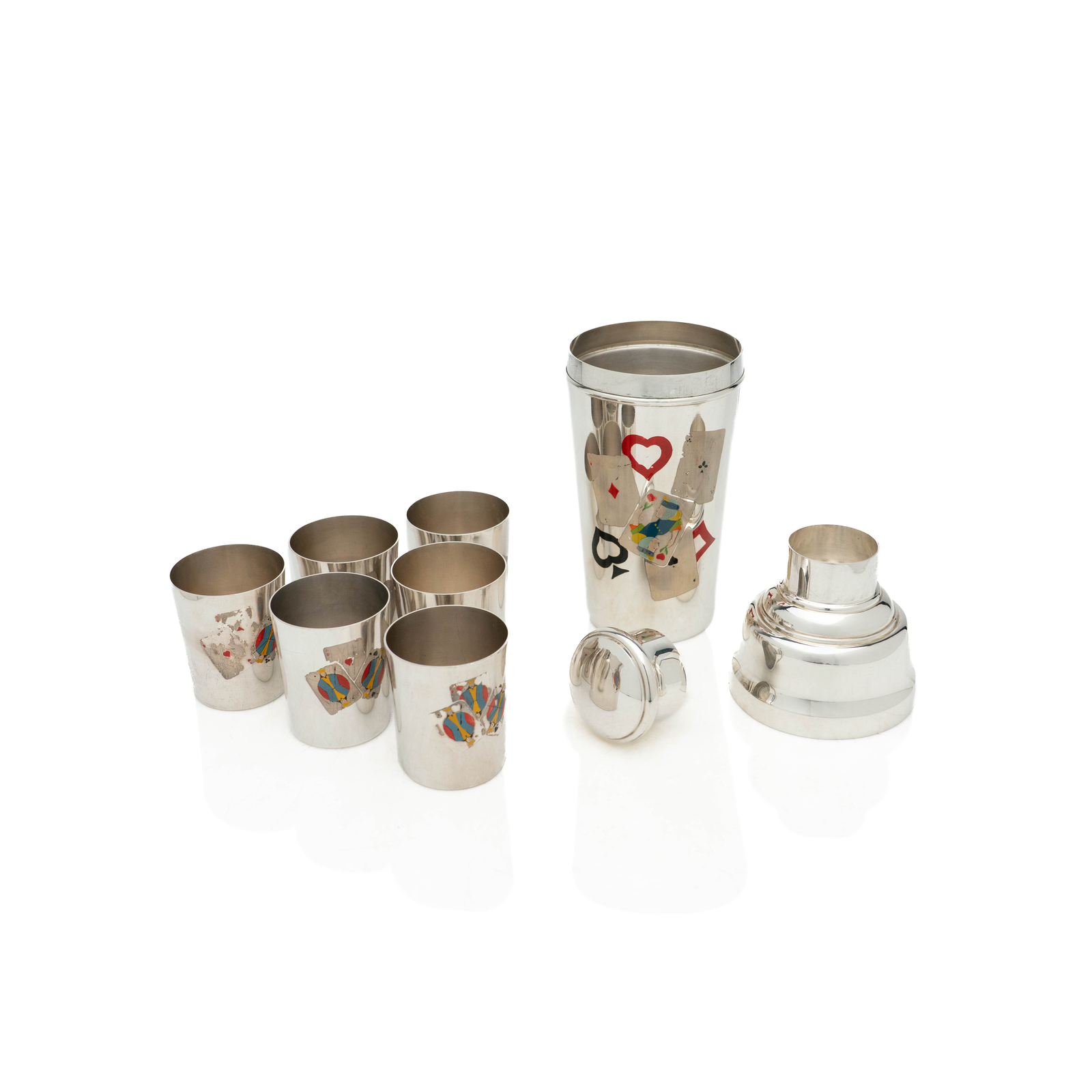 French Cocktail Shaker Set, Playing Cards