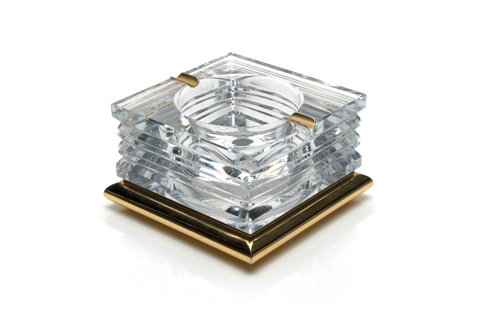 French Crystal & Gilt Ashtray